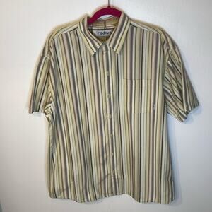 Radius Mens Short Sleeve Stripe Button Down Shirt Size XL 90s Y2K